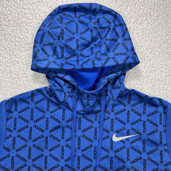 Nike Therma-Fit Hoodie Pullover XL Allover Geo Print Logo Athletic Streetwear - Picture 2 of 10